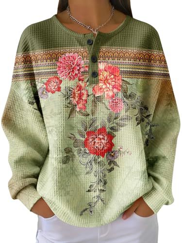 Women's Floral Branch Print Button Sweatshirt