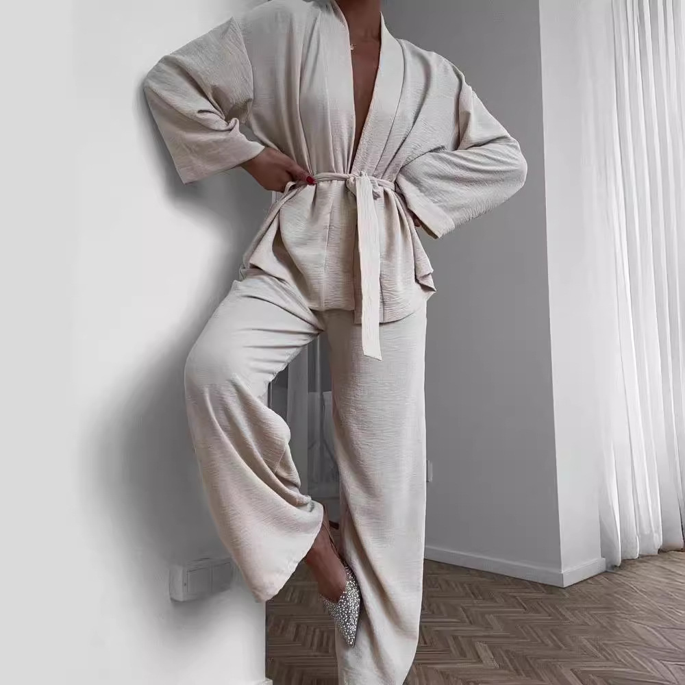 Women's Loose Comfortable 3/4 Sleeve Long Pants Pajama Set Loungewear