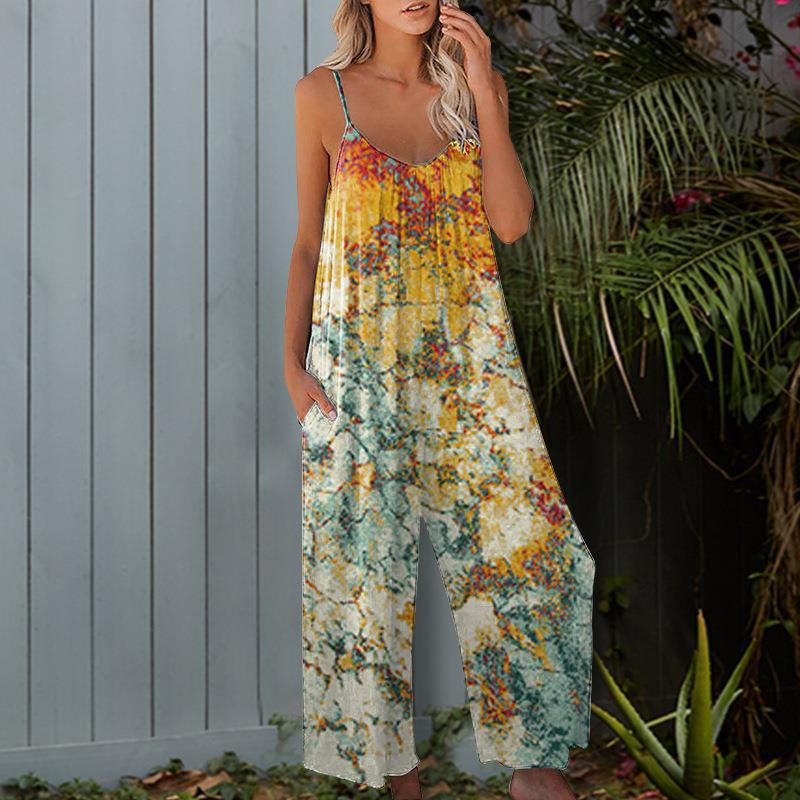Women's Tie-Dye Wide-Leg Cami Jumpsuit