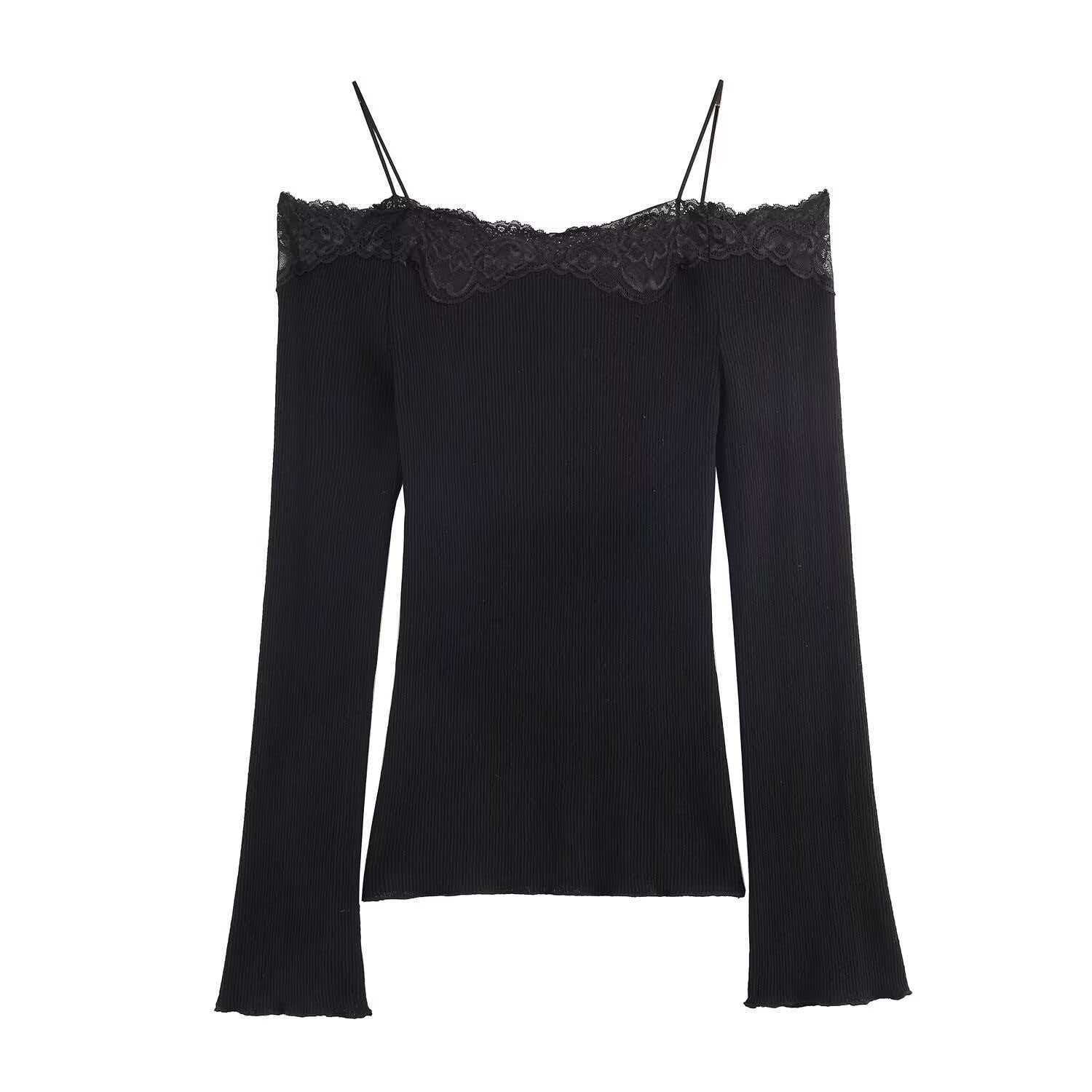 Women's Off-Shoulder Lace Knit Top