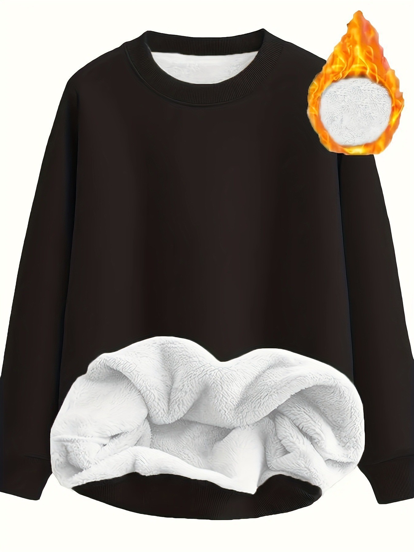 Women's Solid Color Long Sleeve Crewneck Pullover Sweatshirt