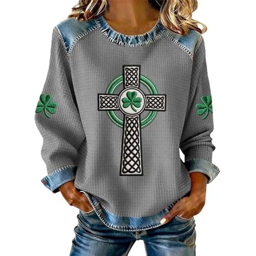 Women's Clover Tree Plant Print Crewneck Sweatshirt