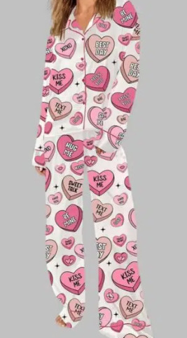 Women's Long Sleeve Printed Pajama Set with Shoe Print, Loose Casual Loungewear, Sweet and Stylish Two-Piece