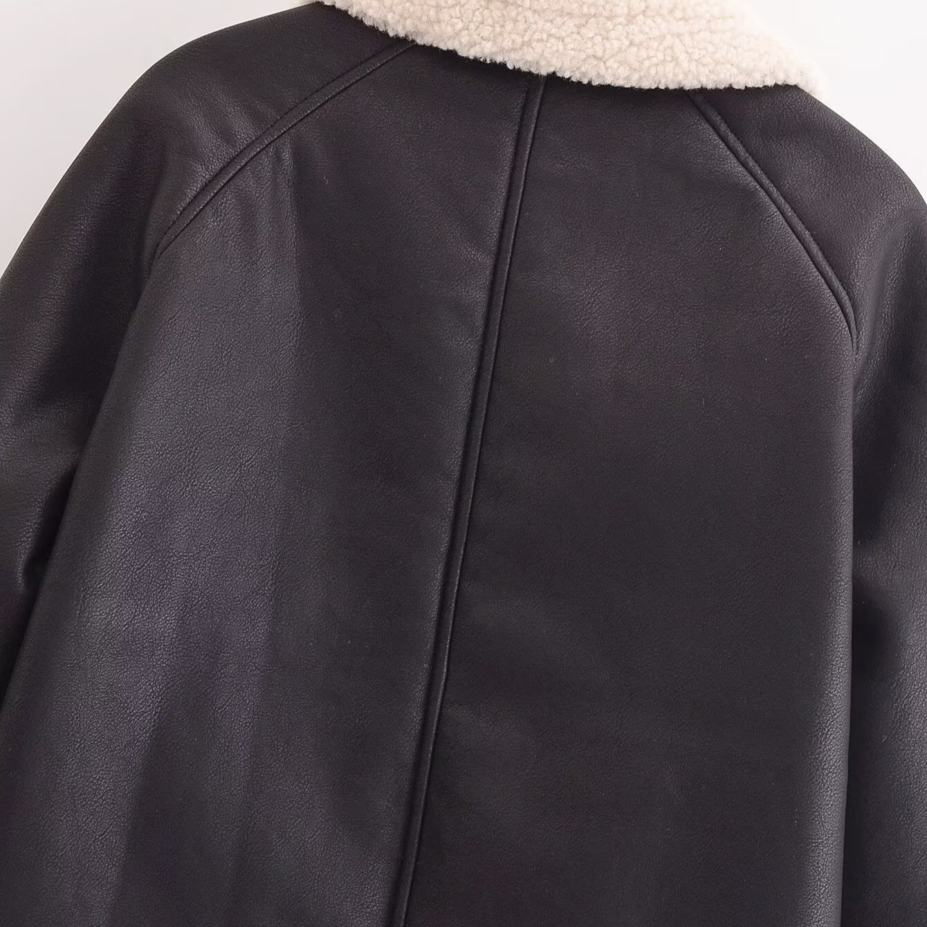 Faux Fur & Leather Panel Jacket, Streetwear Color-Block Coat