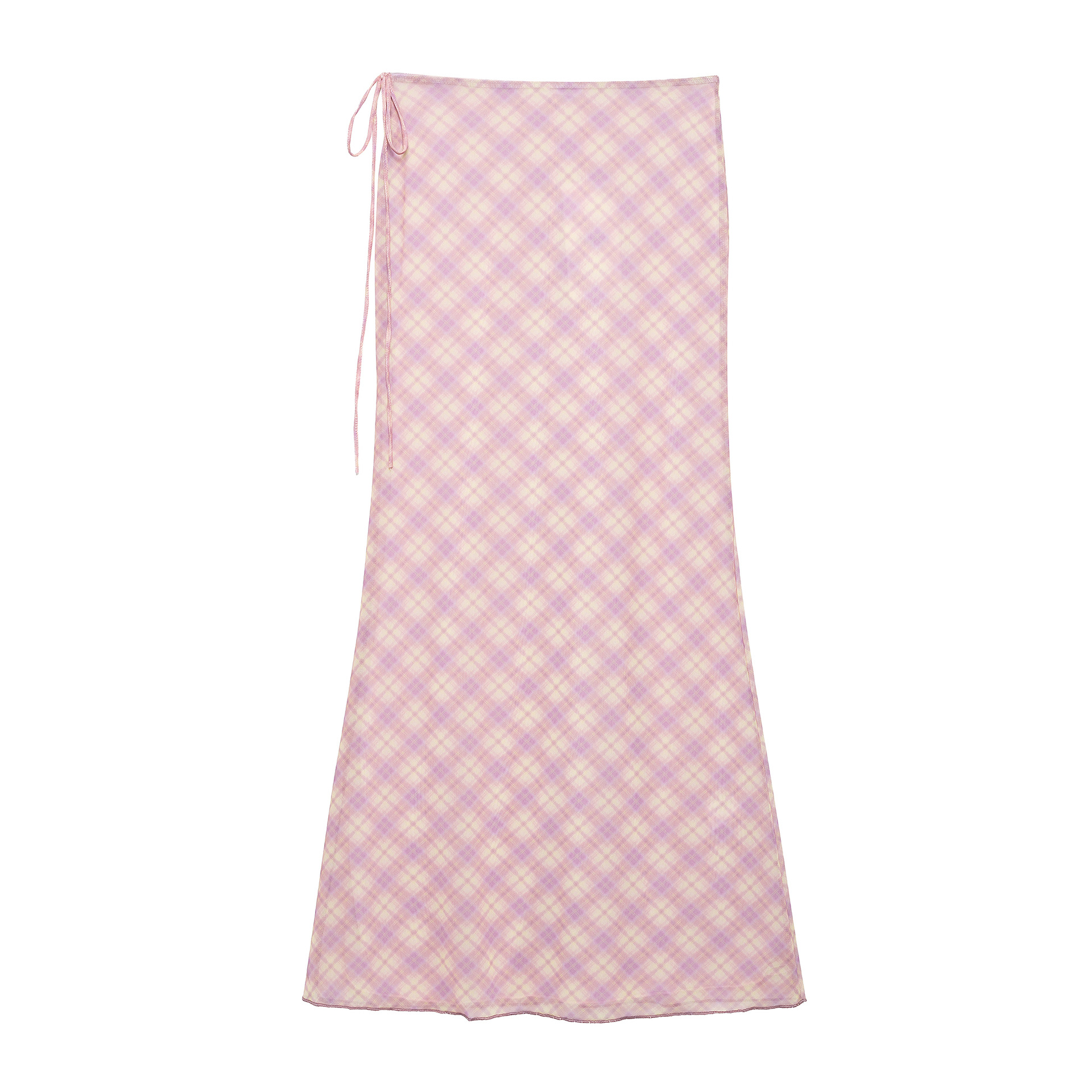 Pink Plaid Top and Midi Skirt Set