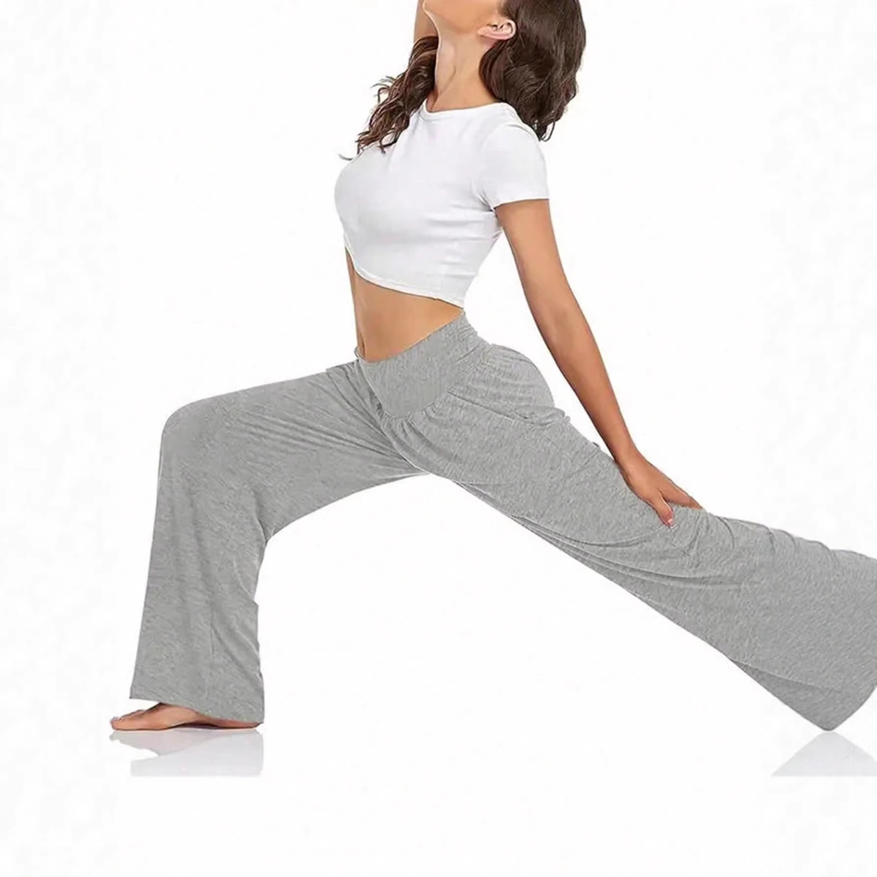 Two-Piece Wide-Leg High-Waist Lounge Pants with Pockets