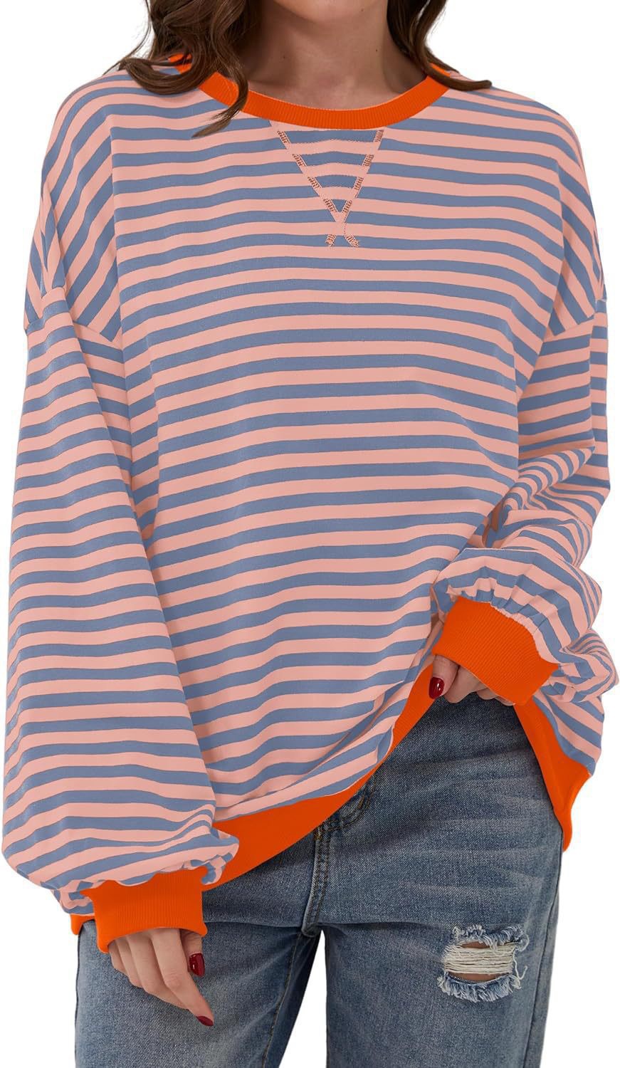Striped Colorblock Casual T-Shirt Top