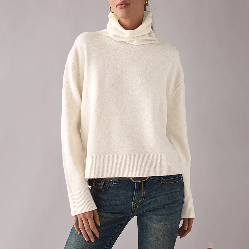 Women's Pullover Knit Turtleneck Sweater Solid Color