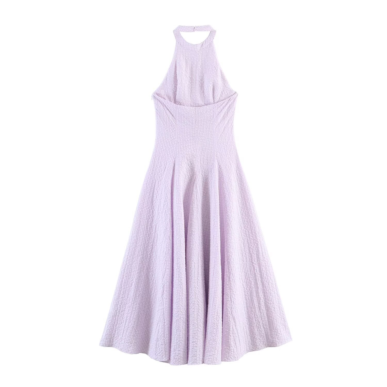 Women's Sleeveless Round Neck Midi Dress Solid Color Straight Fit
