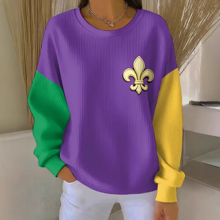 Iris Royal Print Women's Crewneck Sweatshirt