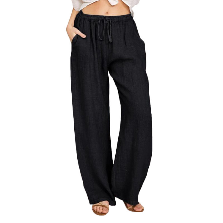 Women's Plus Size Solid Color Loose Cotton-Linen Casual Pants