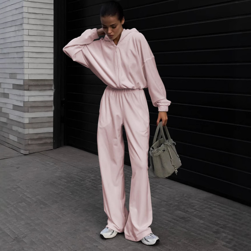 Women's Casual Open-Front Cardigan & Wide-Leg Pants Two-Piece Set