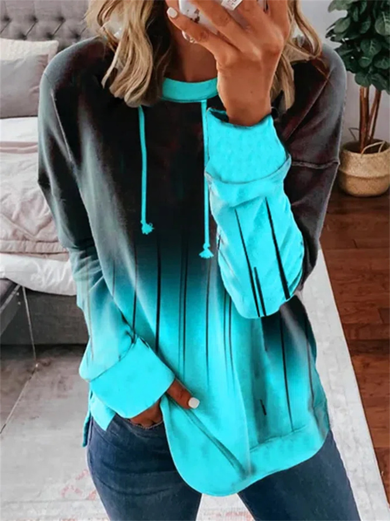 Women's Gradient Print Crewneck Loose Casual Sweatshirt