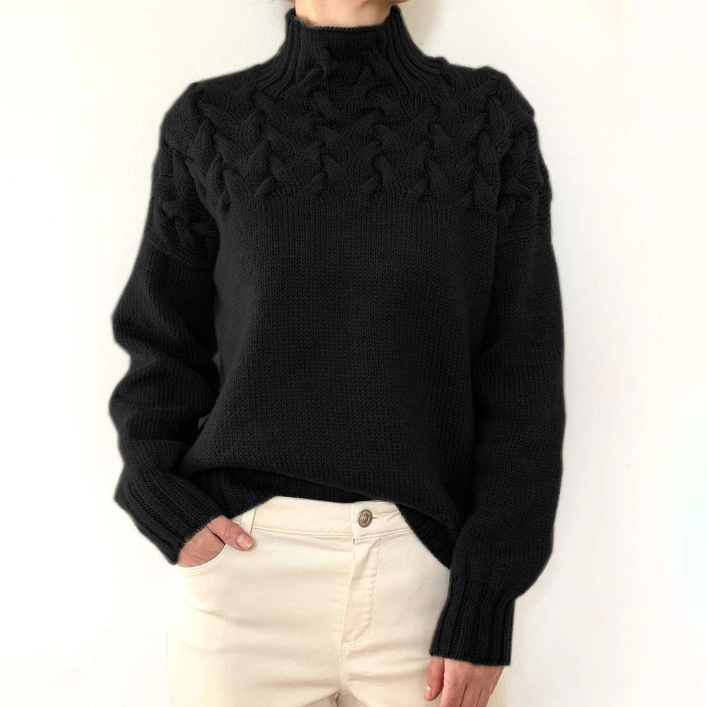 Women's Turtleneck Long Sleeve Sweater Pullover Solid Color