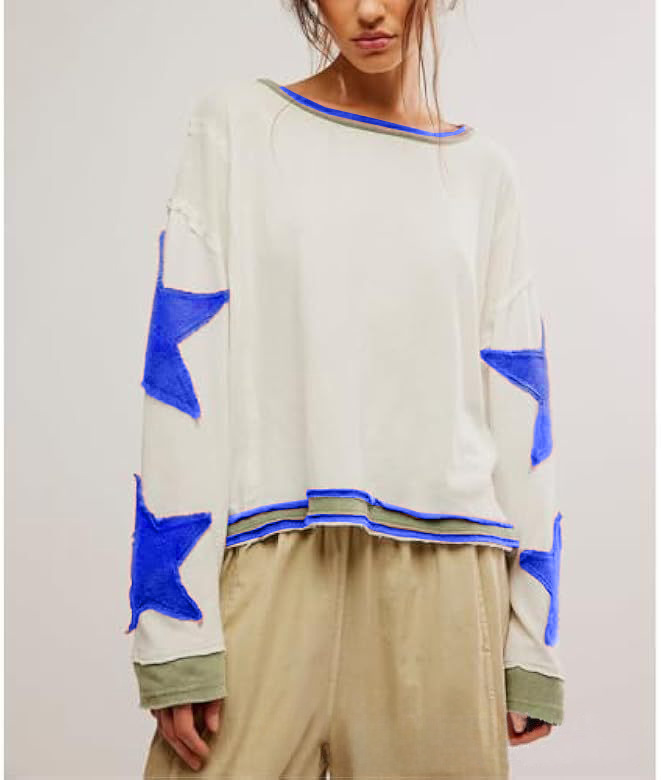 Women's Crewneck Pullover Sweatshirt Loose Fit Long Sleeve Colorblock
