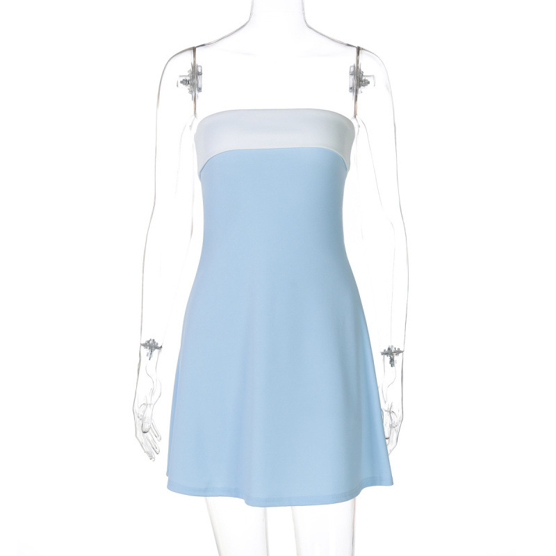 Women's Color-Block Off-Shoulder Strapless Bodycon Dress