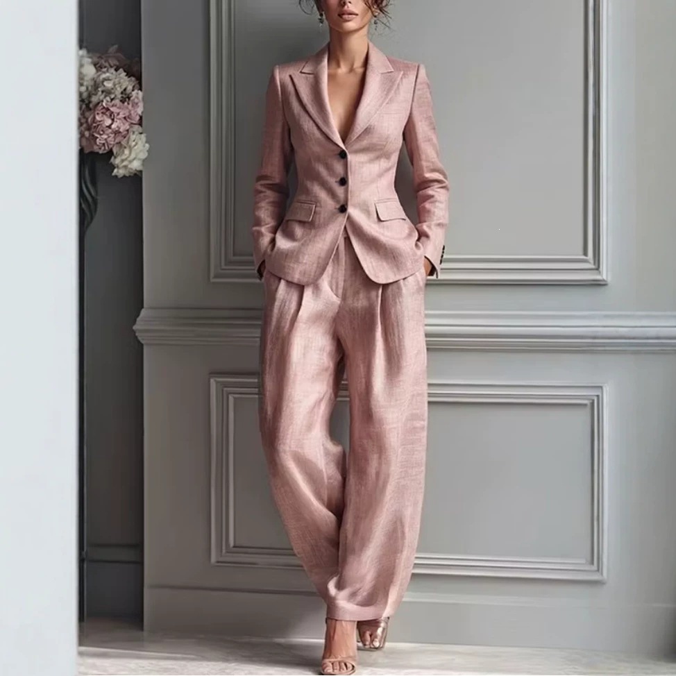 Women's Casual Blazer and Pants Two-Piece Set