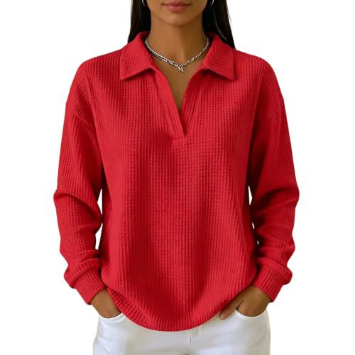 Women's Solid Waffle Knit Hoodie with Collar and Print