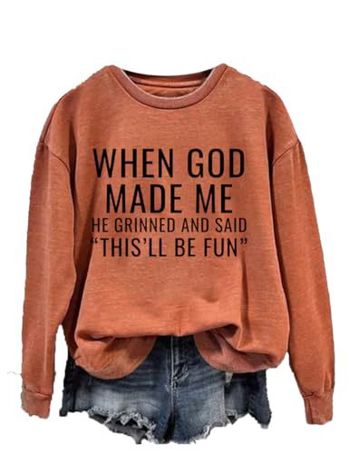 Women's 'When God' Letter Print Crewneck Sweatshirt