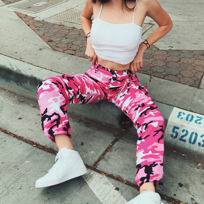 Camouflage Cargo Denim Harem Pants