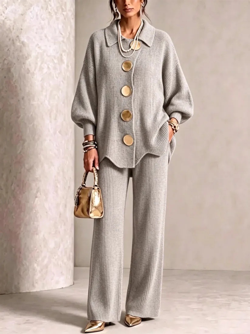 Corduroy Long Sleeve Two-Piece Women's Set