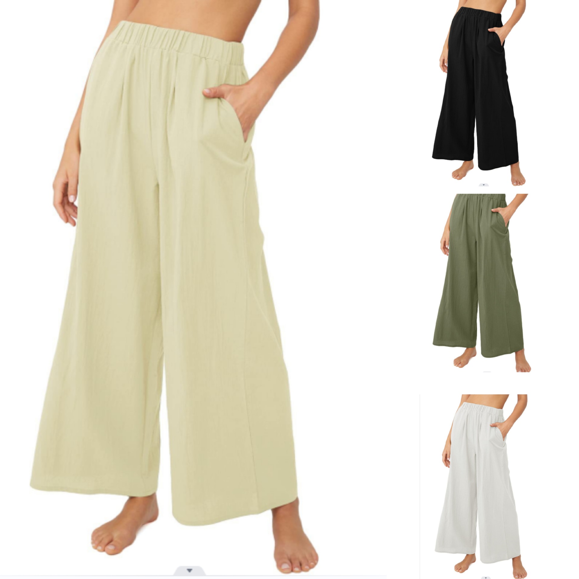 Women's High Waist Wide Leg Casual Pants Solid Color Loose Fit