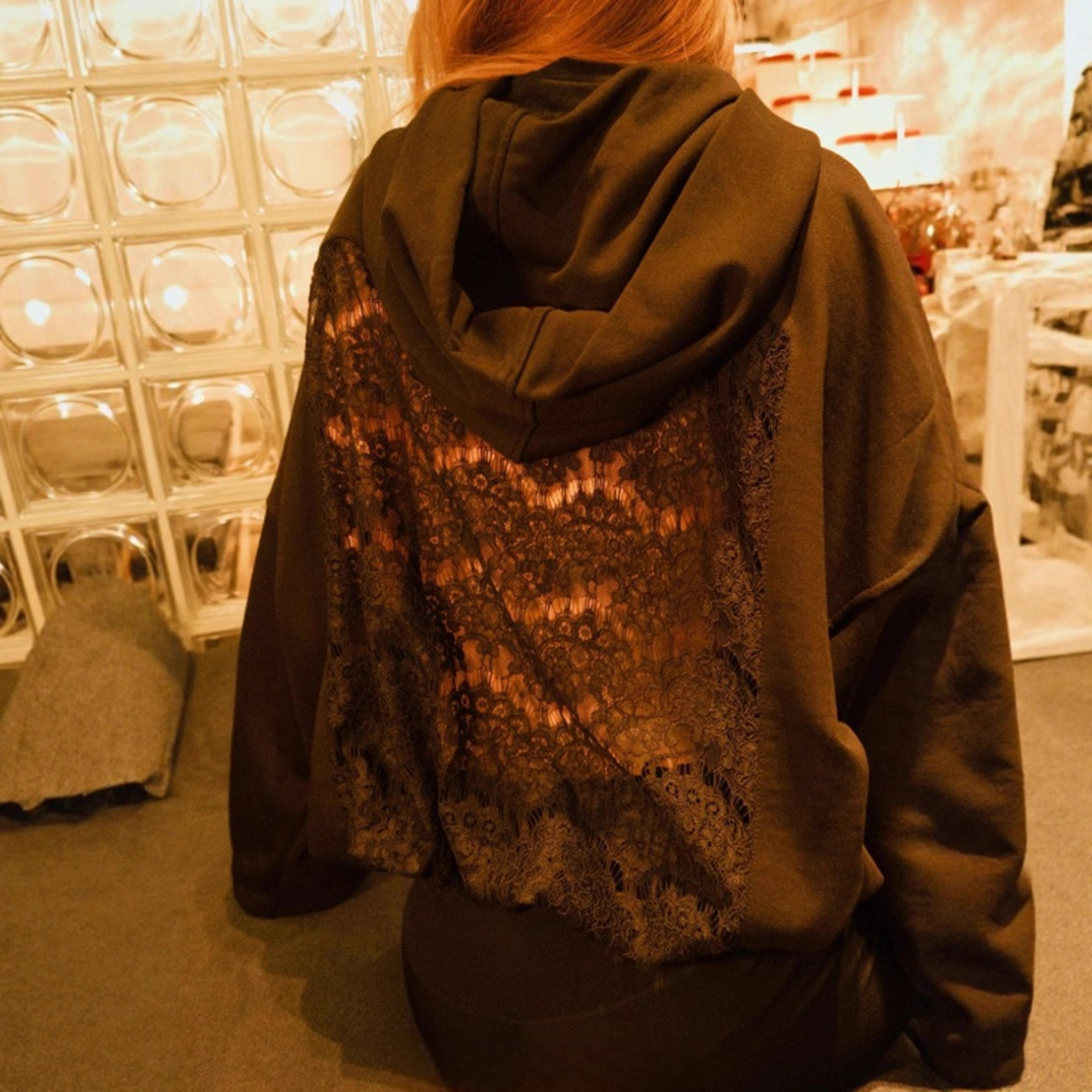 Women's Hooded Long Sleeve Open Back Cutout Sweatshirt