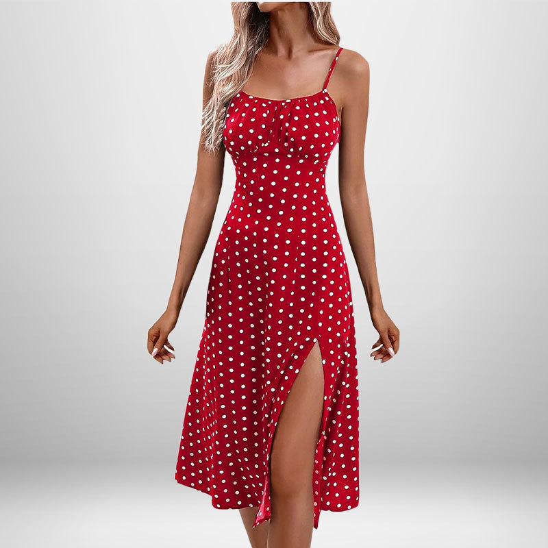 Women's Floral Print Tie-Strap Slit Cami Dress