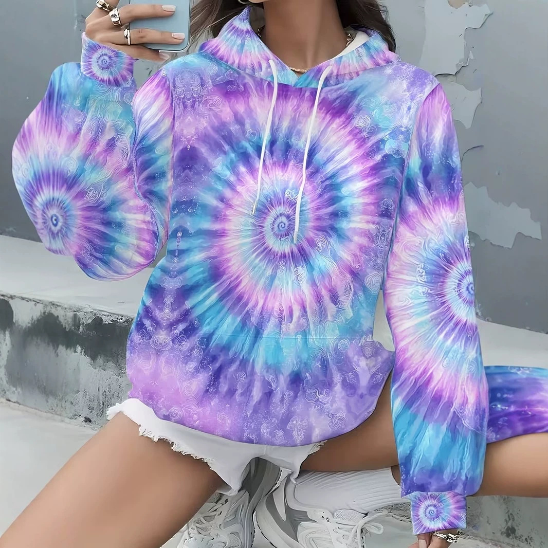 Women's Colorful Print Casual Hoodie