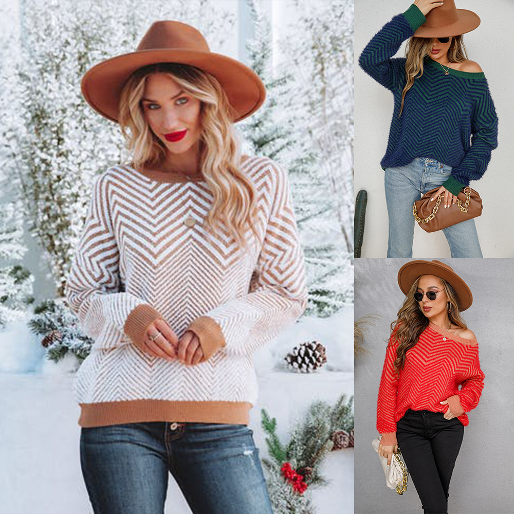 Women's Mink Fur Crewneck Pullover Long Sleeve Sweater