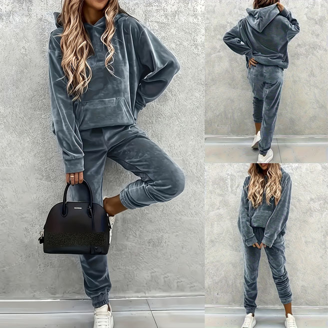 Velvet Long-Sleeve Lounge Set for Women