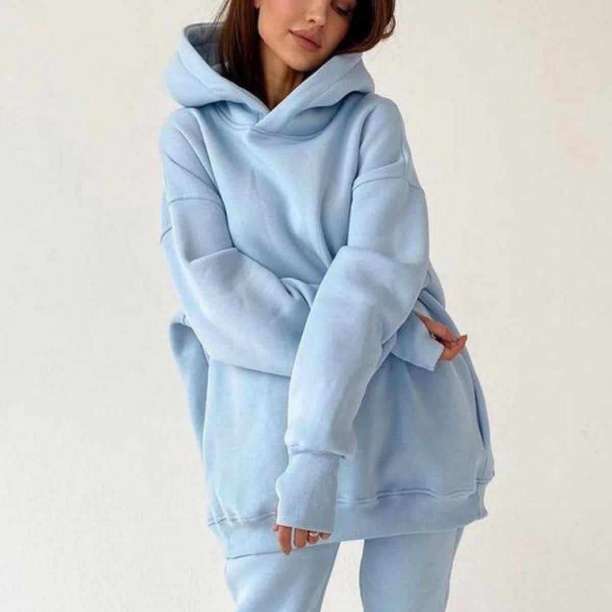 Women's Hooded Loose Casual Two-Piece Sweatsuit Set