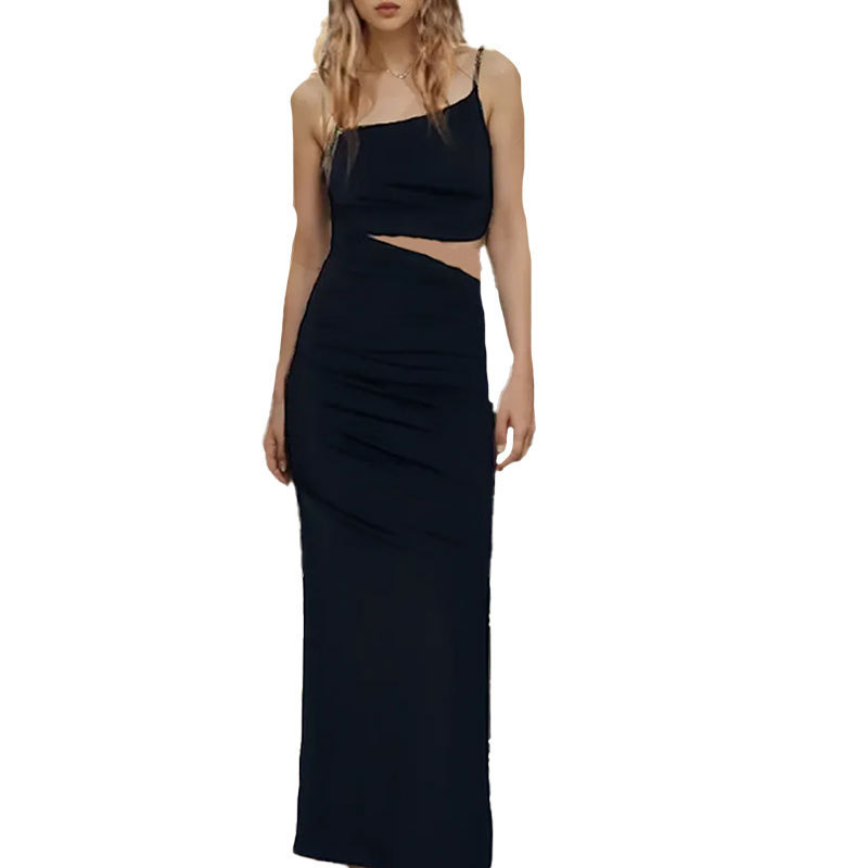 Pleated Open-Back Sleeveless Midi Dress