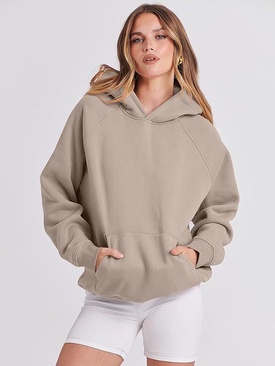TUME Women's Hooded Pullover Sweatshirt Solid Color