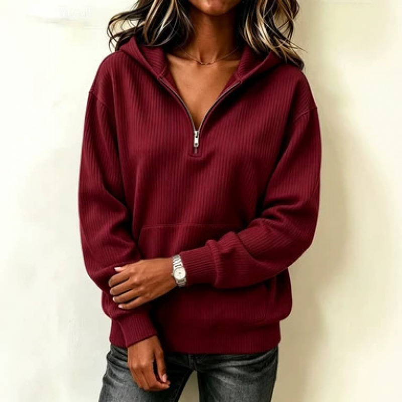 Half-Zip Hooded Sweatshirt Lazy Casual Long Sleeve