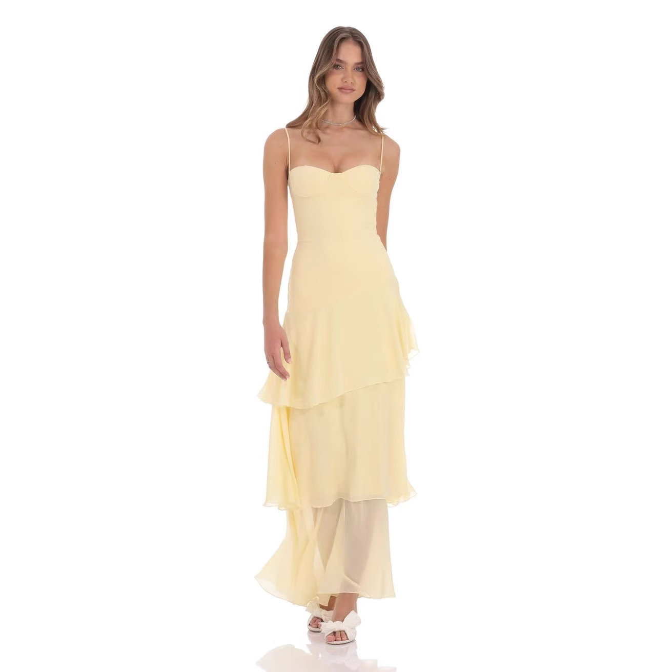 Women's Tie-Strap Sleeveless Long Dress Casual Vacation Solid Color
