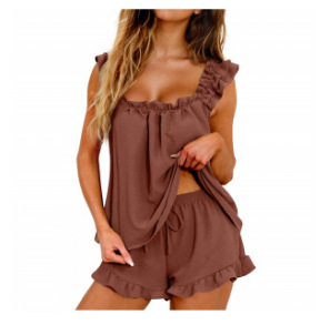 Solid Color Sleeveless Cami Top and Shorts Lounge Set