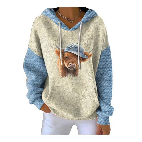 Women's Bull Head Animal Print Casual Hoodie