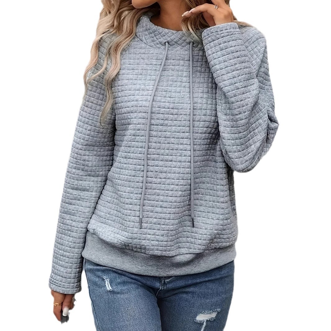 Women's Solid Color Drawstring Pullover Hoodie Loose Fit Casual Top