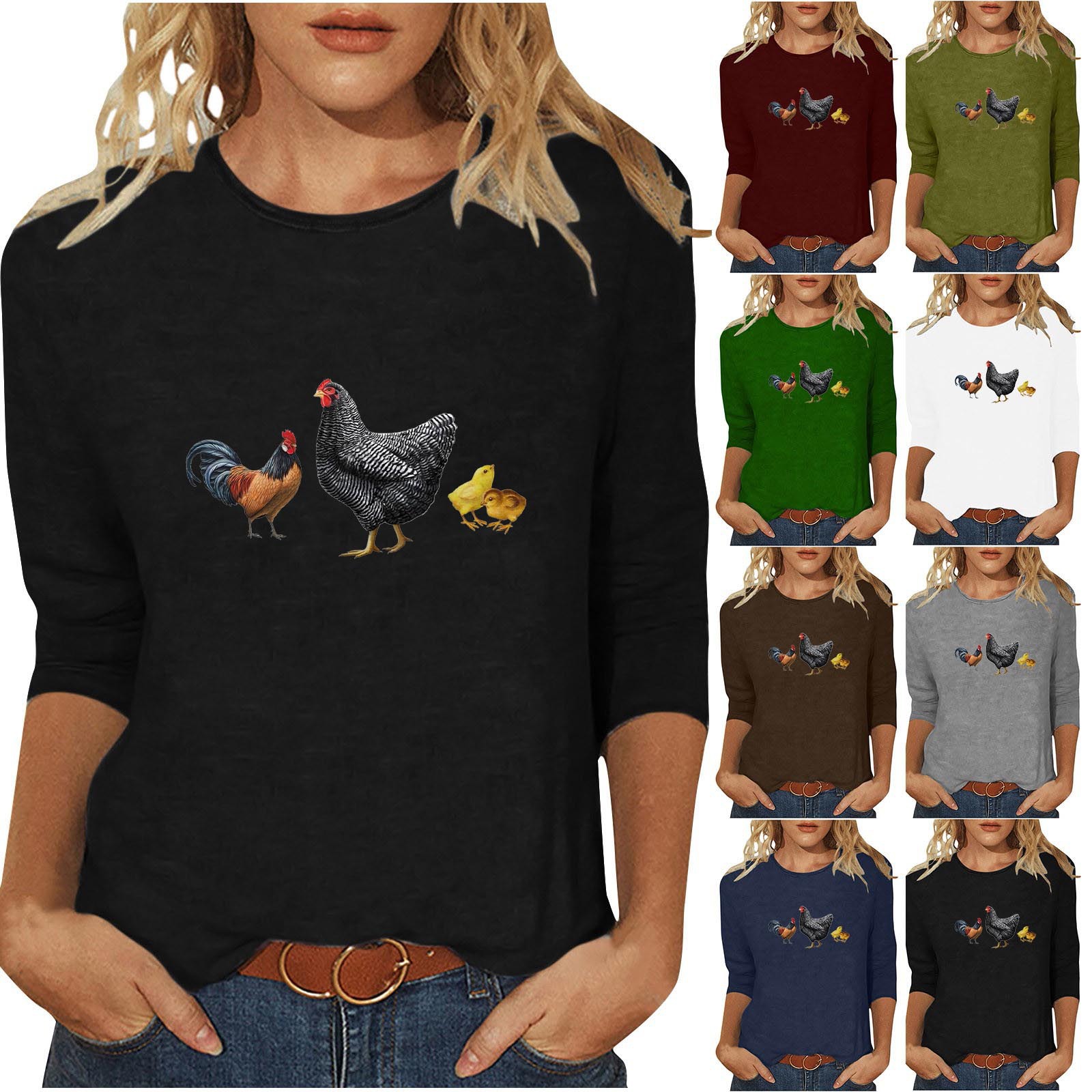 Women's Christmas 3D Print T-Shirt Round Neck Loose Fit