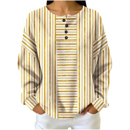 Women's Striped Print Button Casual Sweatshirt