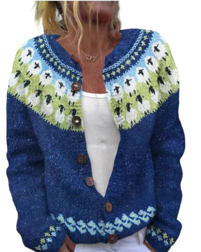 Women's Animal Boho Print Button Cardigan Sweater