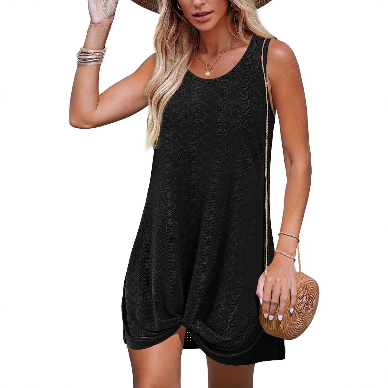 Women's Cutout Twist Knot Sleeveless A-Line Mini Dress