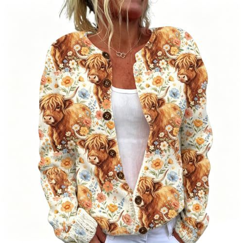 Women's Animal Print Button-Down Cardigan Sweater