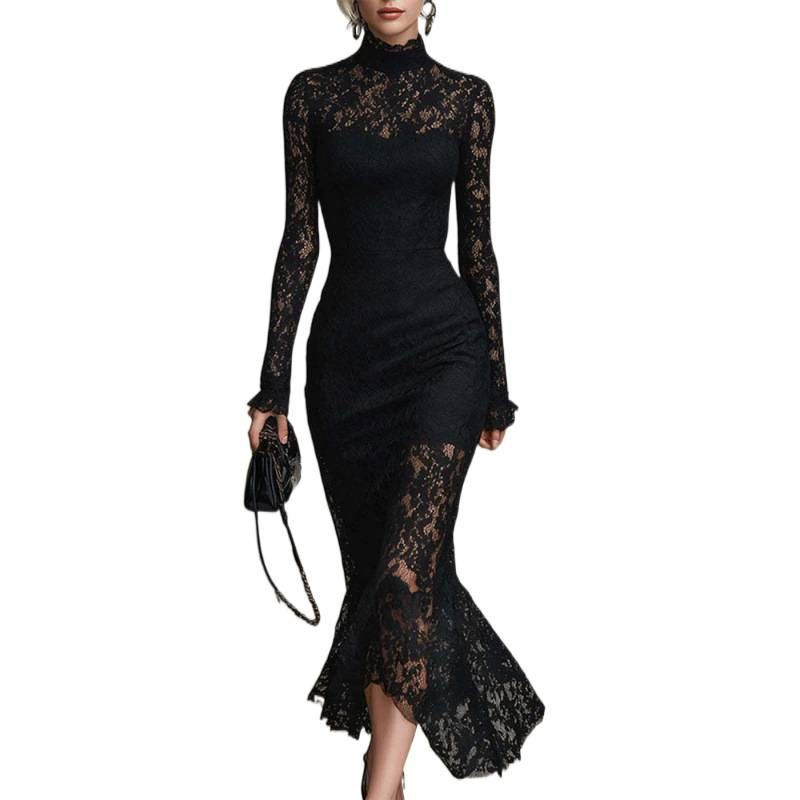 High-End Long Sleeve Bodycon Maxi Dress for Evening Parties