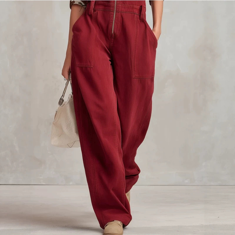 Camouflage Hooded Zip-Front Denim Jumpsuit