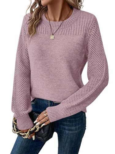 Women's Loose Crewneck Long Sleeve Knit Sweater