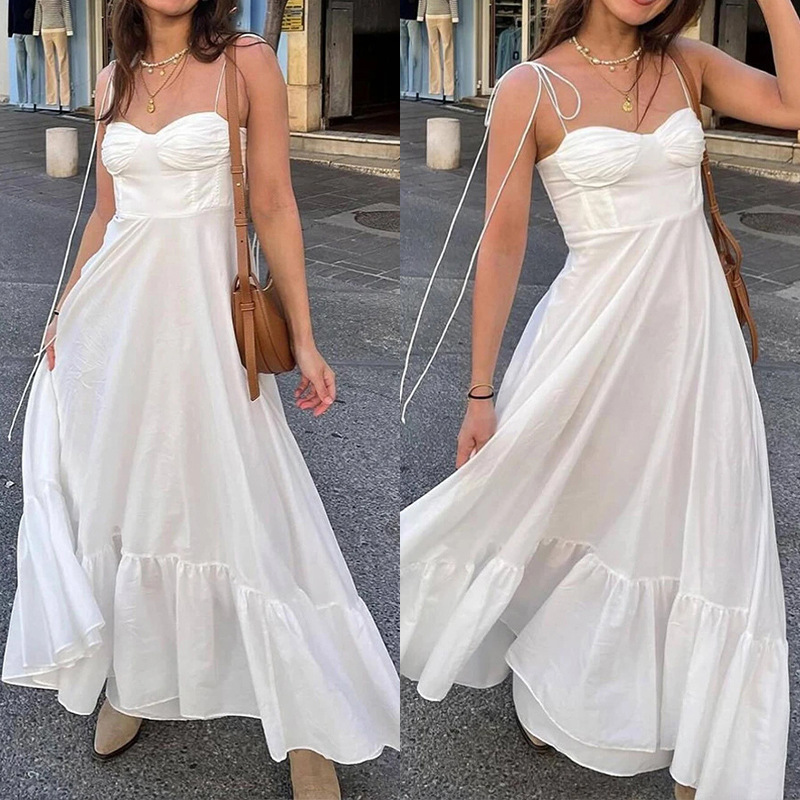 Women's Solid Color High-Waist Sleeveless Maxi Dress