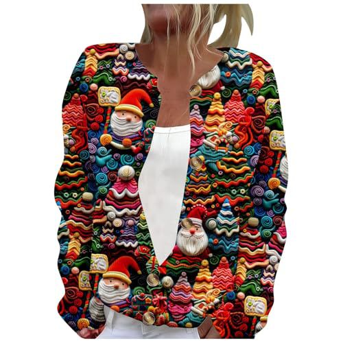 Women's Winter Cloud & Tree Print Button Cardigan Sweater