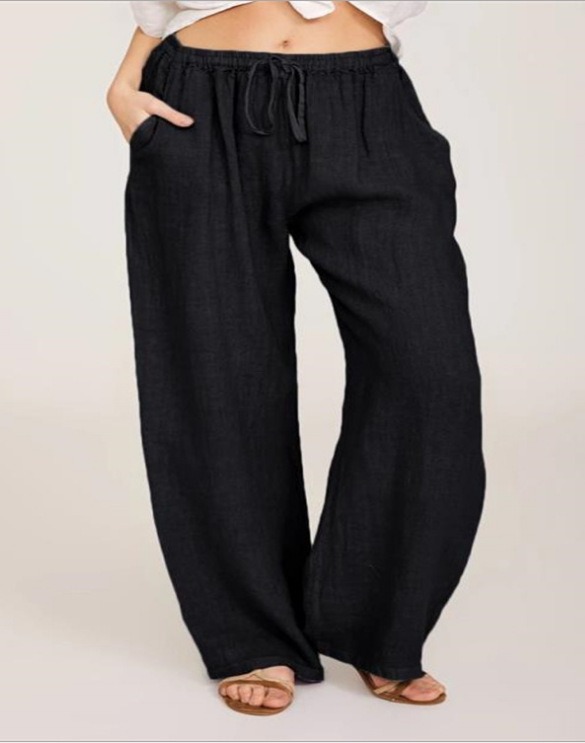 Women's Casual Loose Drawstring Wide-Leg Pants